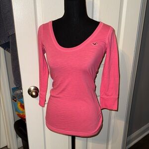 🖤HOLLISTER VINTAGE PINK 3/4 SLEEVE TOP SIZE XS🖤